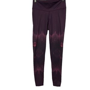Rose Budha Printed Burgundy Leggings